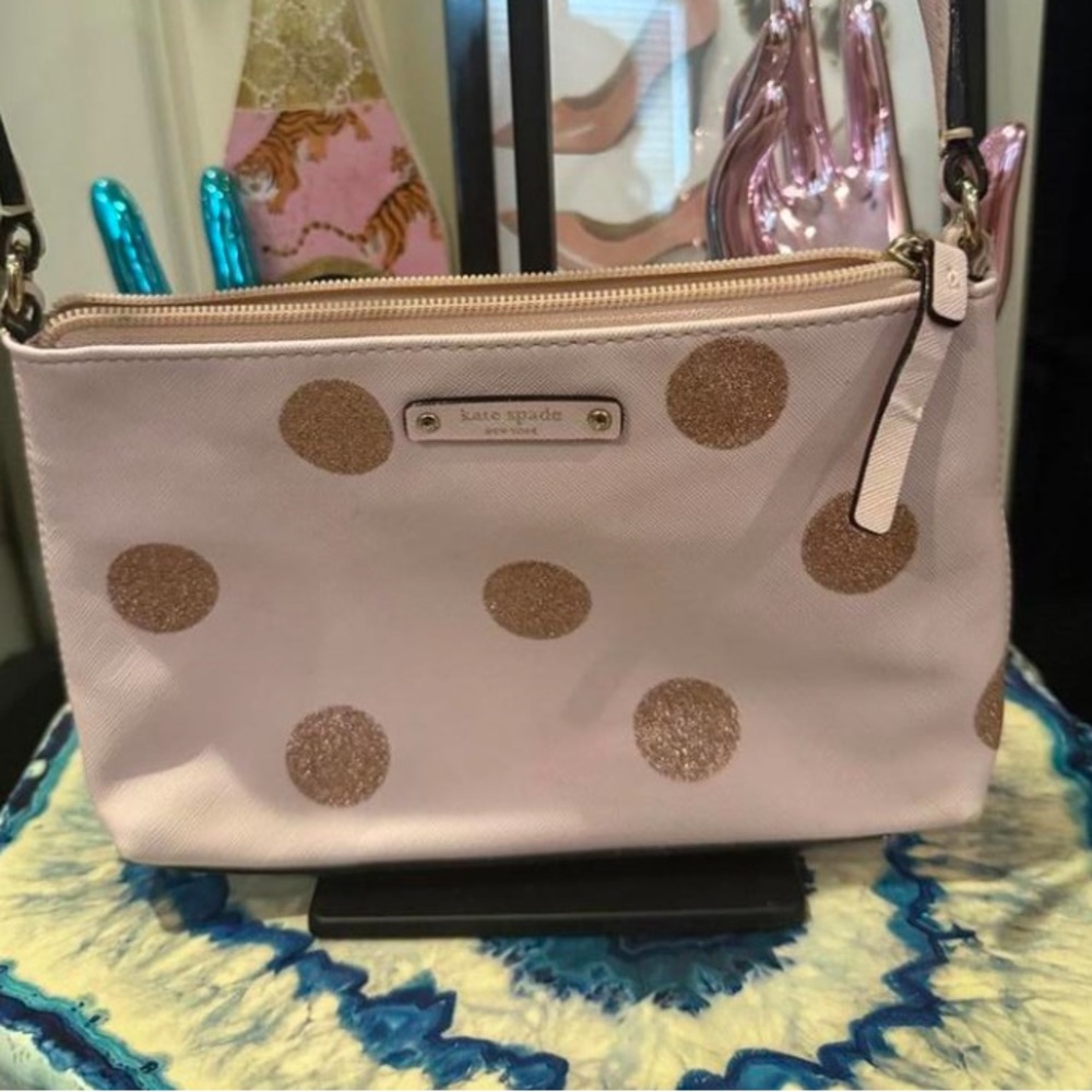 Kate Spade Pink and Gold Polka Dot Shoulder Bag